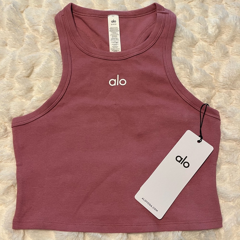 ALO Yoga Women's Pink Wild  Rose Crop tank top  -NWT